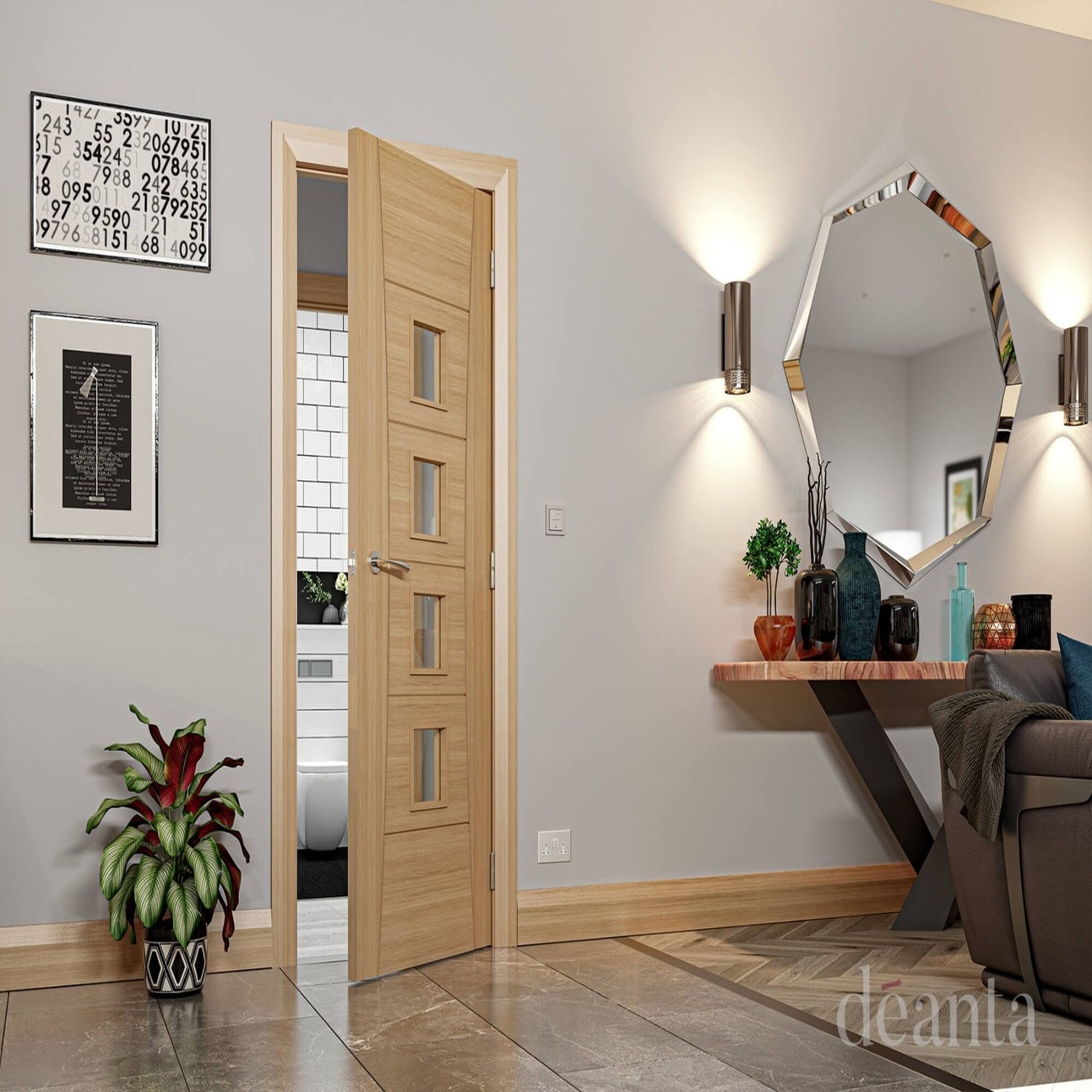 Pamplona Glazed Prefinished Oak Fire Door - Main Product Image