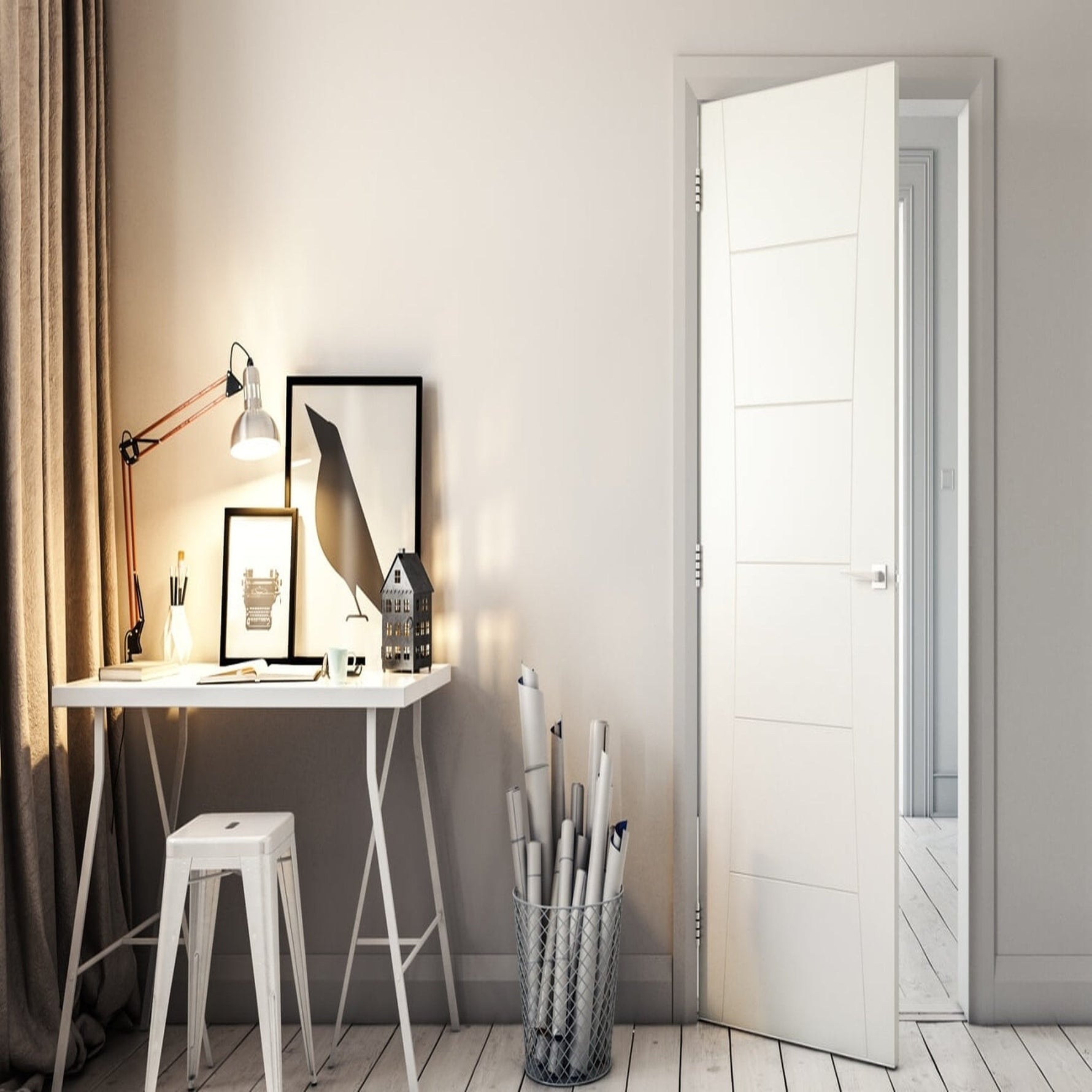 Pamplona Internal White Primed Door - Lifestyle Image 1