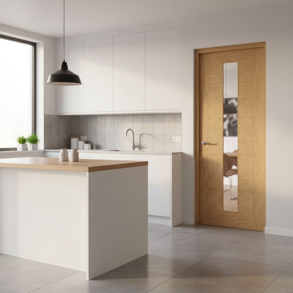Parma Flush Glazed Oak Door Kitchen Image