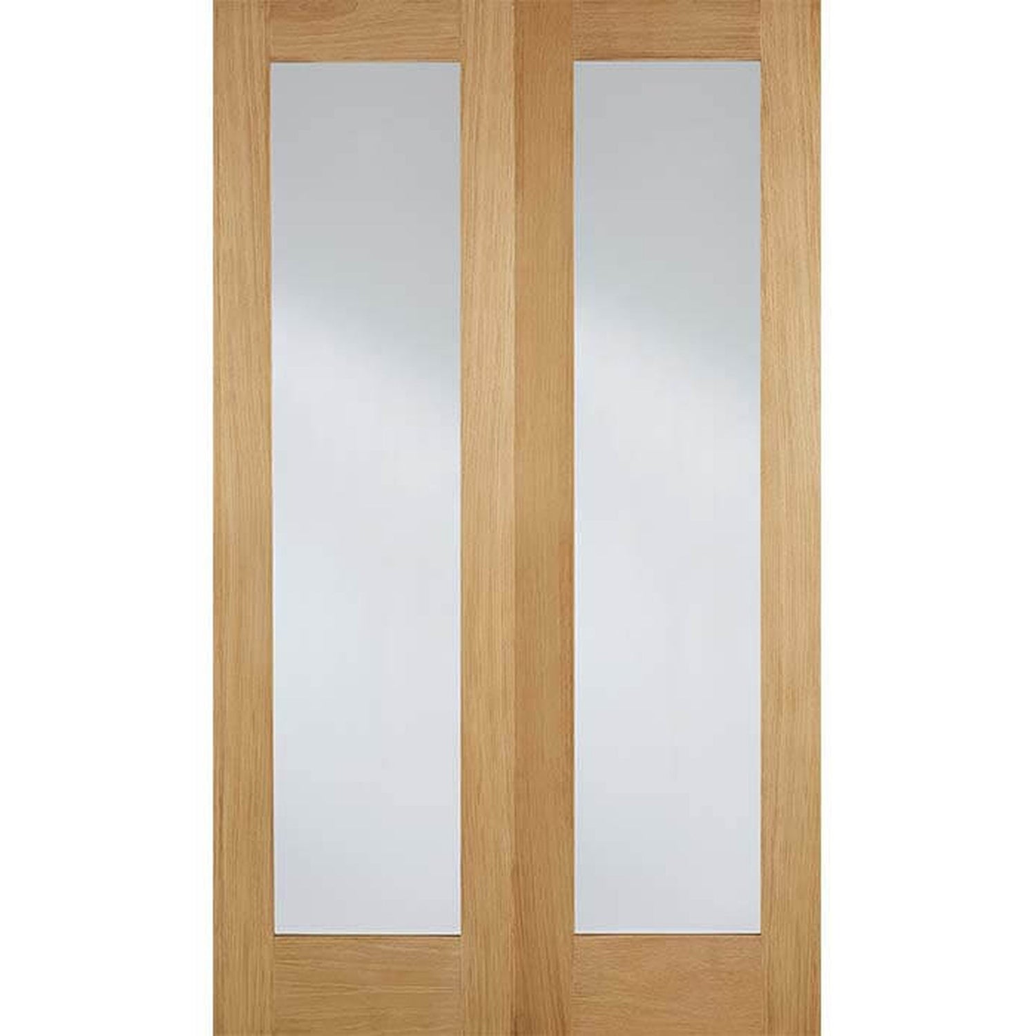 Pattern 20 Oak Clear Glazed Internal Door Pair - Main Product Image