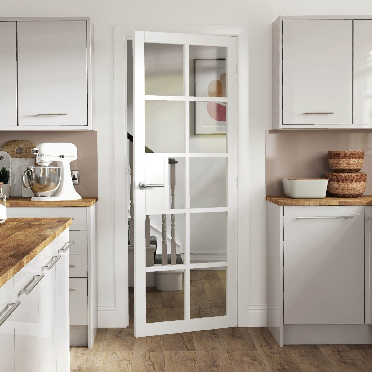 Plaza White Clear Glass Internal Door - Lifestyle Image 2