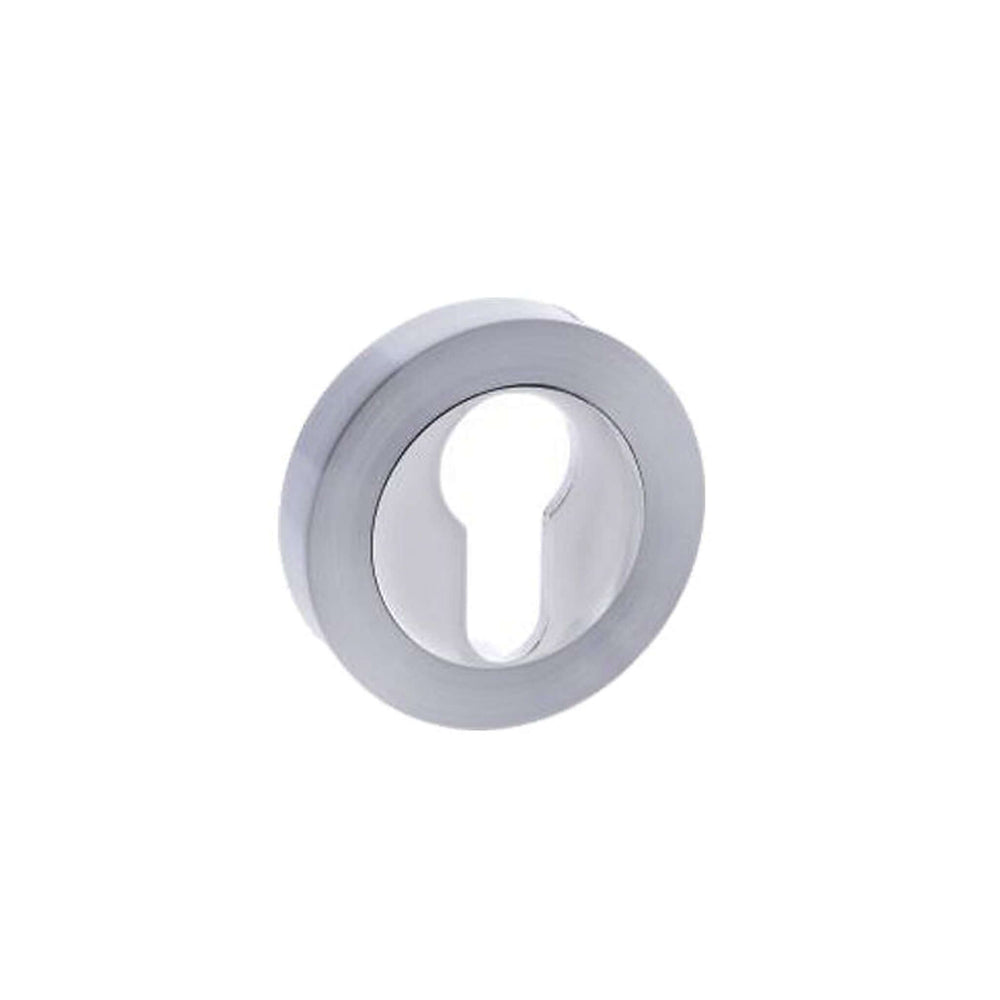 Product polished chrome euro escutcheon pair on round rose