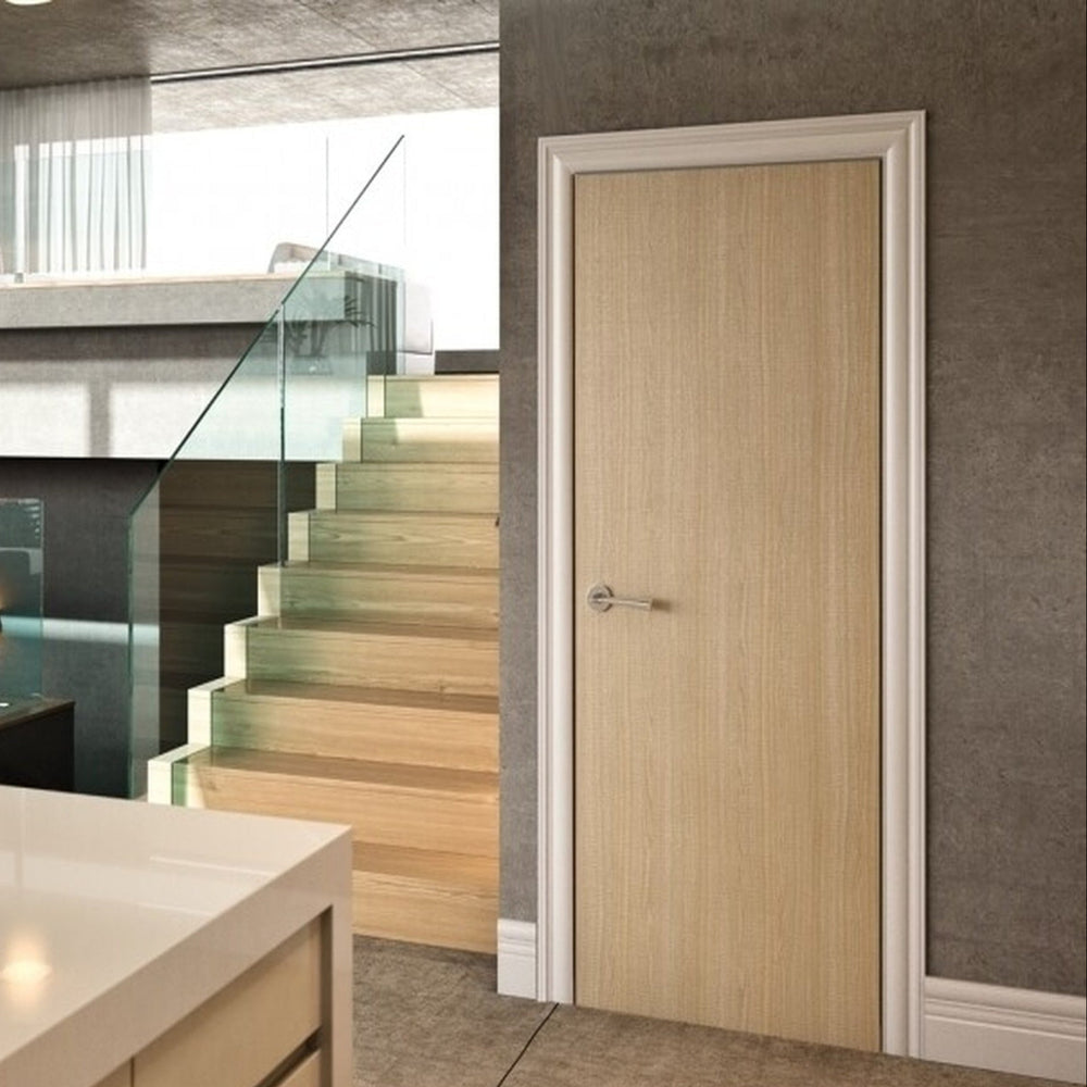 Lifestyle prefinished ash internal FD30 flush fire door installed in a room
