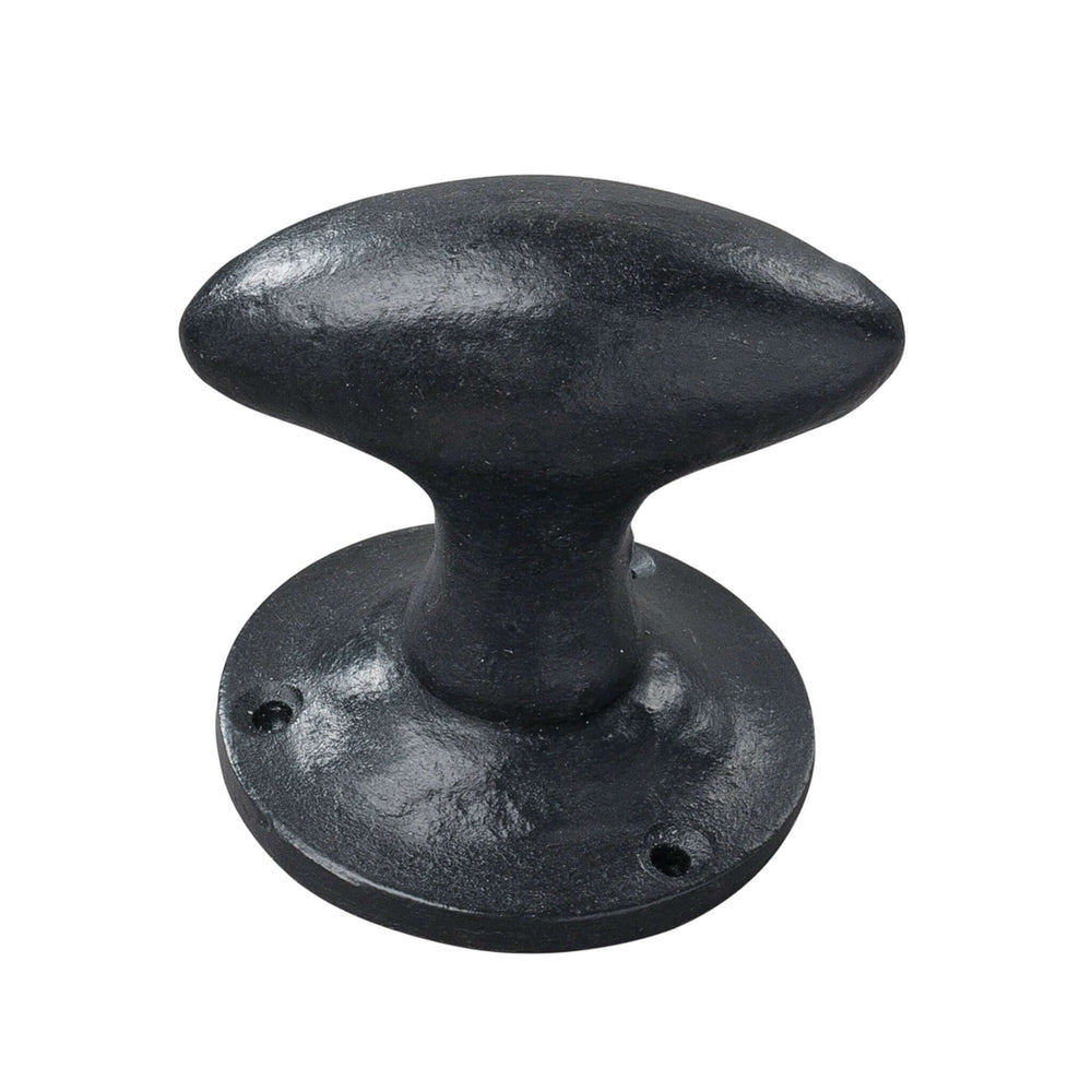 Raglan oval mortice door knob pair in black