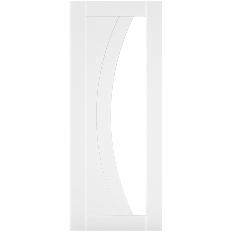 Product white primed Ravello clear glazed internal door with curved groove detail