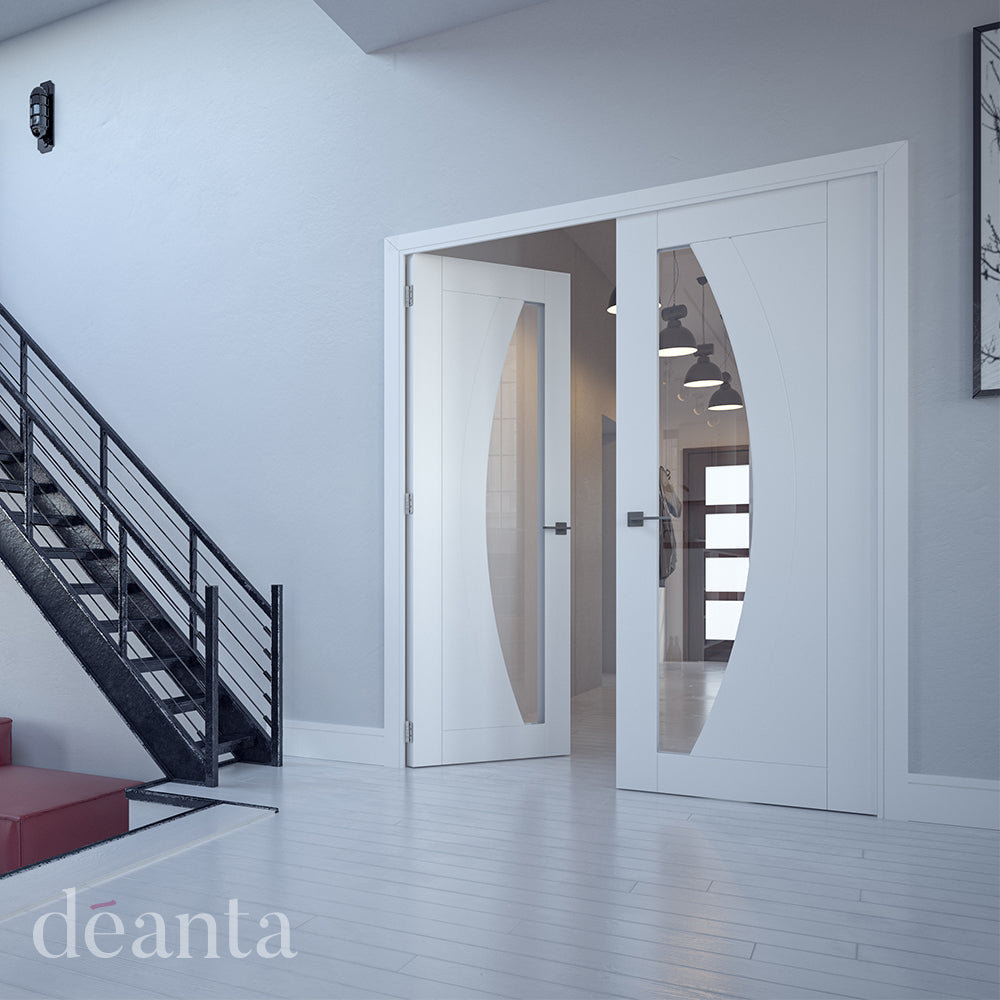 Ravello White Primed Glazed Internal Door - Lifestyle Product Image