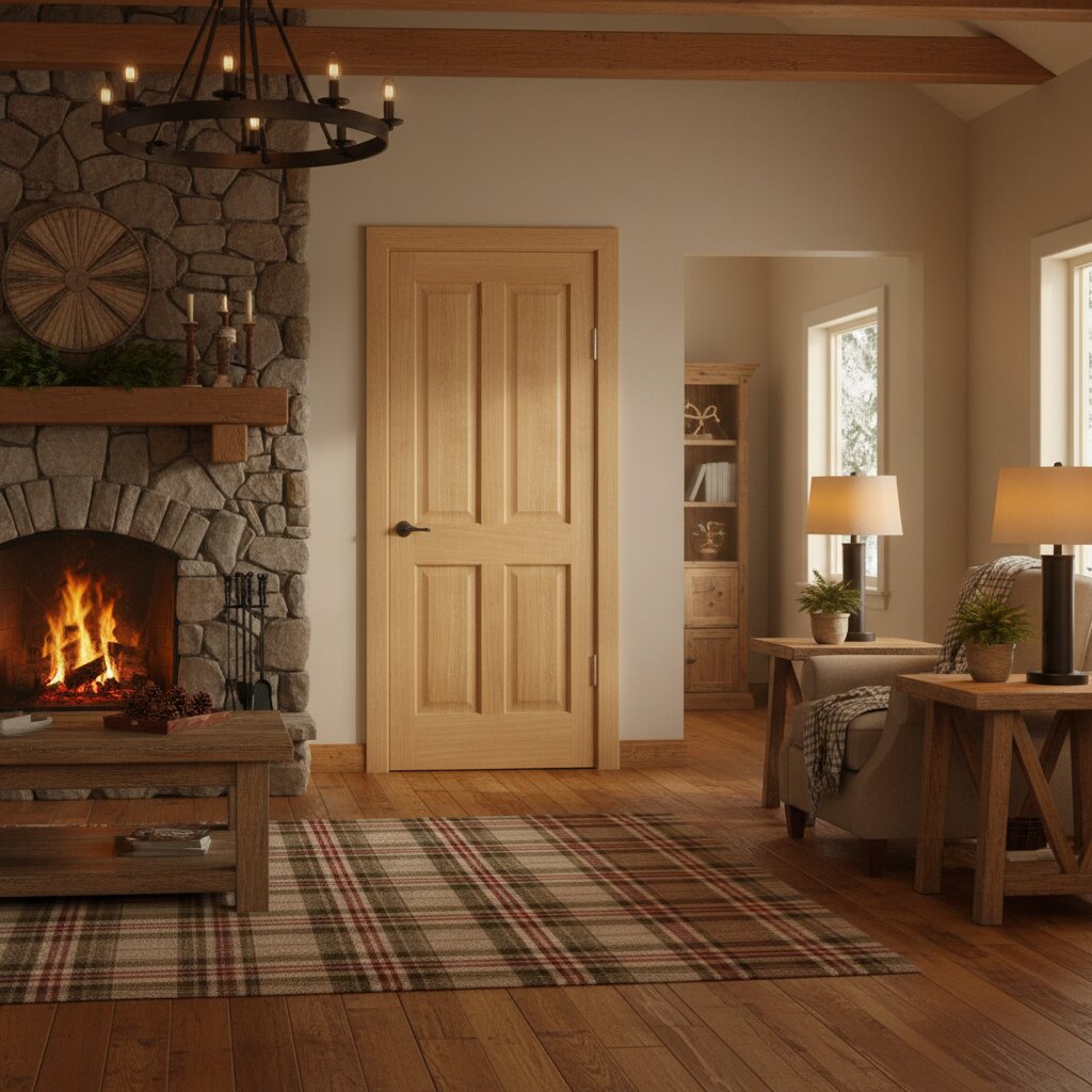 Product prefinished oak Regency four-panel internal door with raised moulded panels
