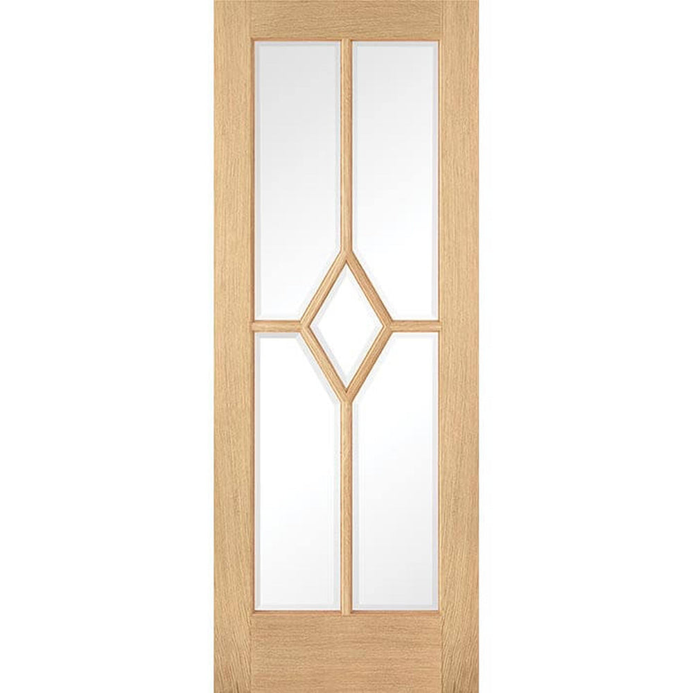 Product Reims prefinished oak five-panel diamond glazed internal door