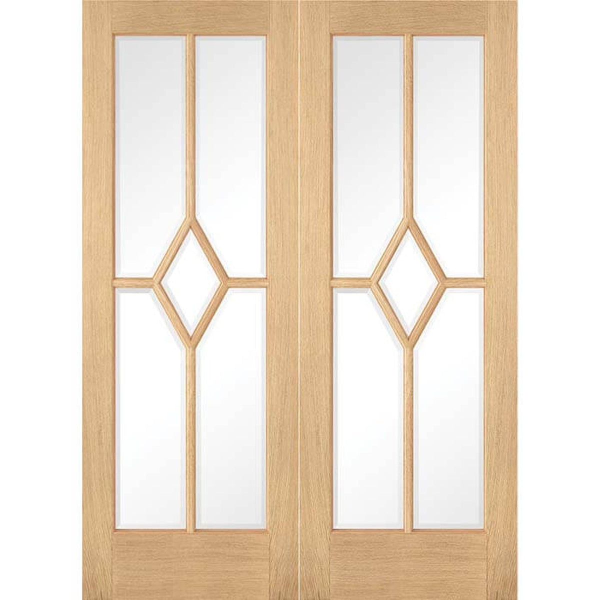 Reims Prefinished Oak Glazed Internal Door Pair - Main Product Image