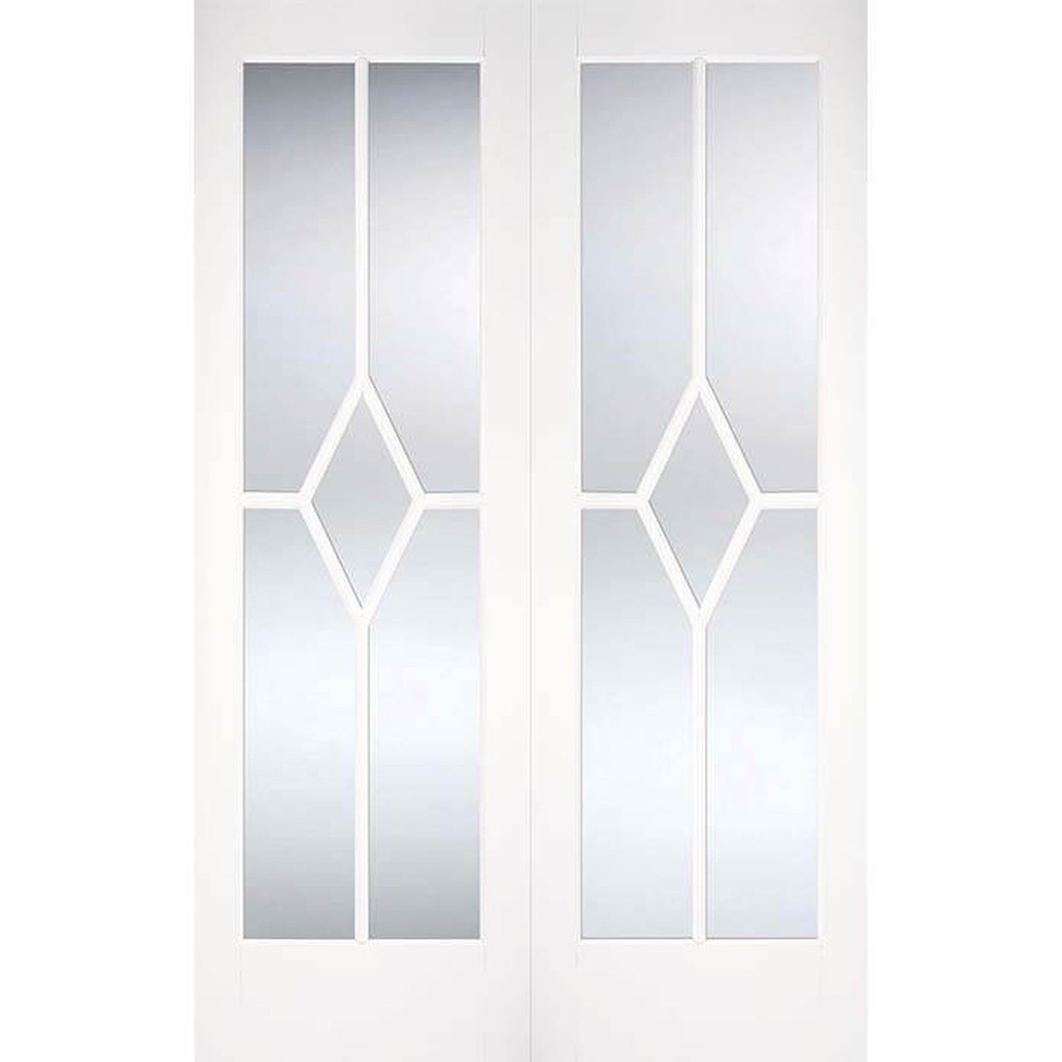 Reims White Primed Glazed Internal Door Pair - Main Product Image