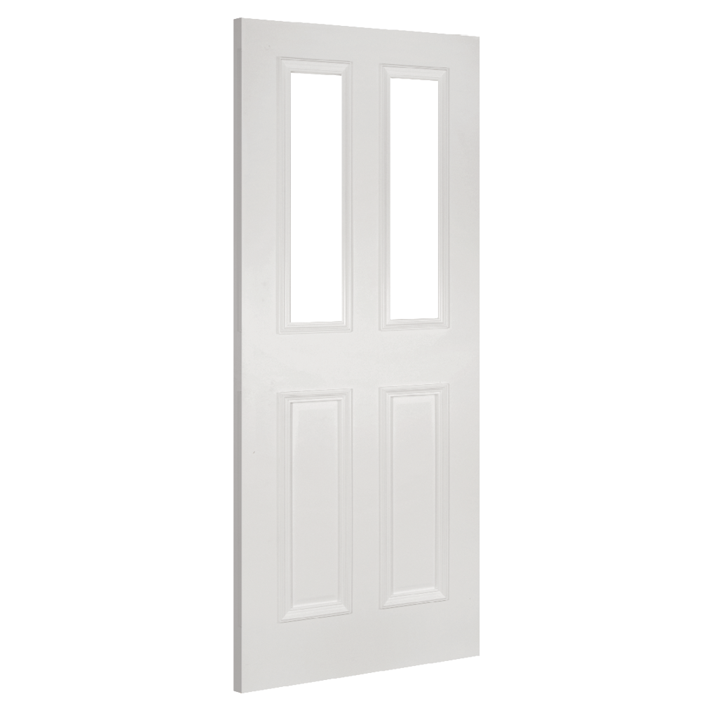 Rochester White Primed Glazed Door - Angled Product Image