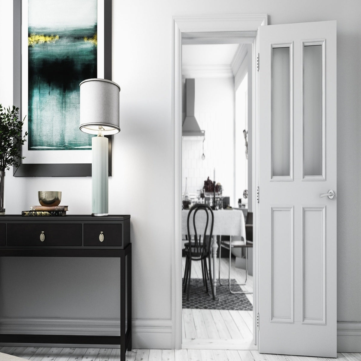 Rochester White Primed Glazed Door - Lifestyle Image 1
