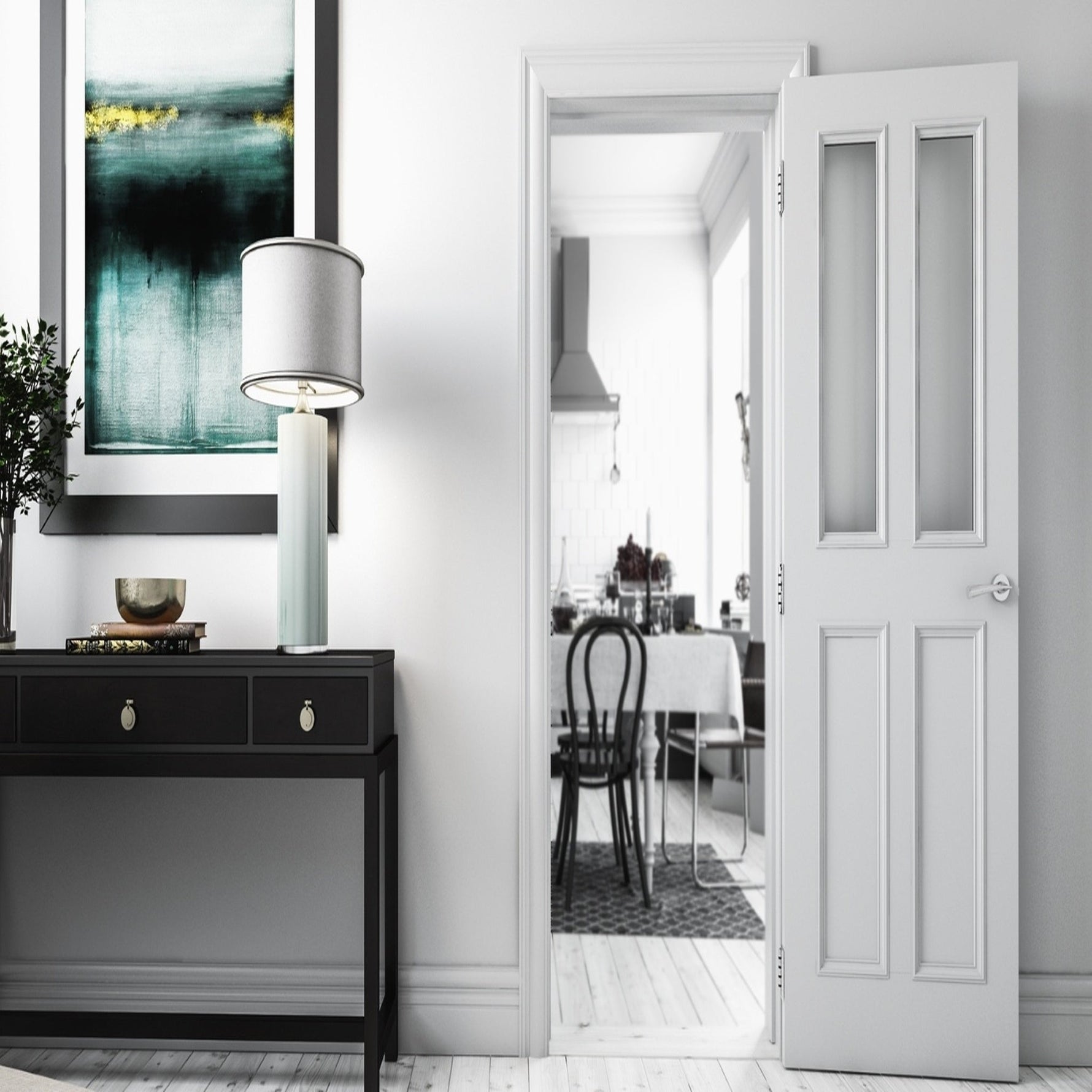 Rochester White Primed Glazed Door - Lifestyle Image 1