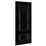 Product black Sandringham solid internal door shown angled