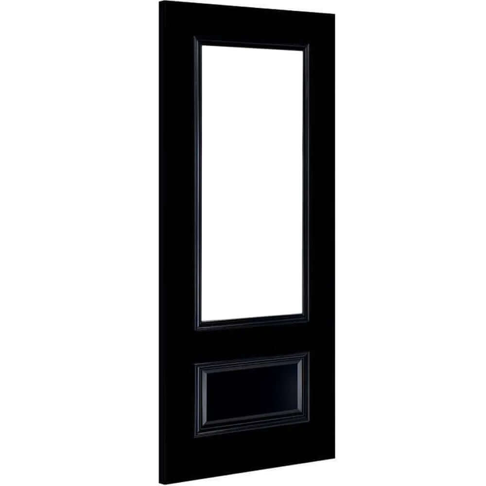 Sandringham Prefinished Black Internal FD30 Fire Door with Glass Product Image Angled