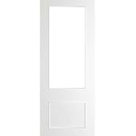 Product Sandringham white primed glazed FD30 fire door, front view