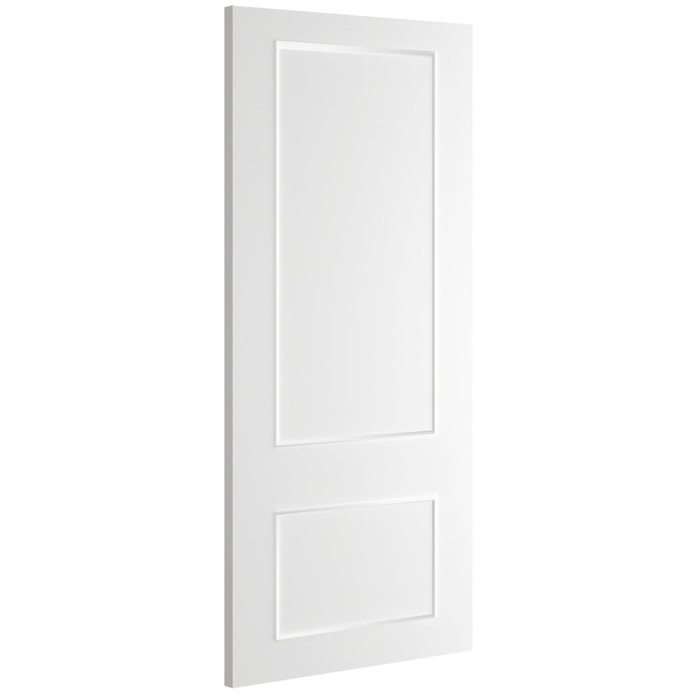 Product close-up of Sandringham white primed internal door detail