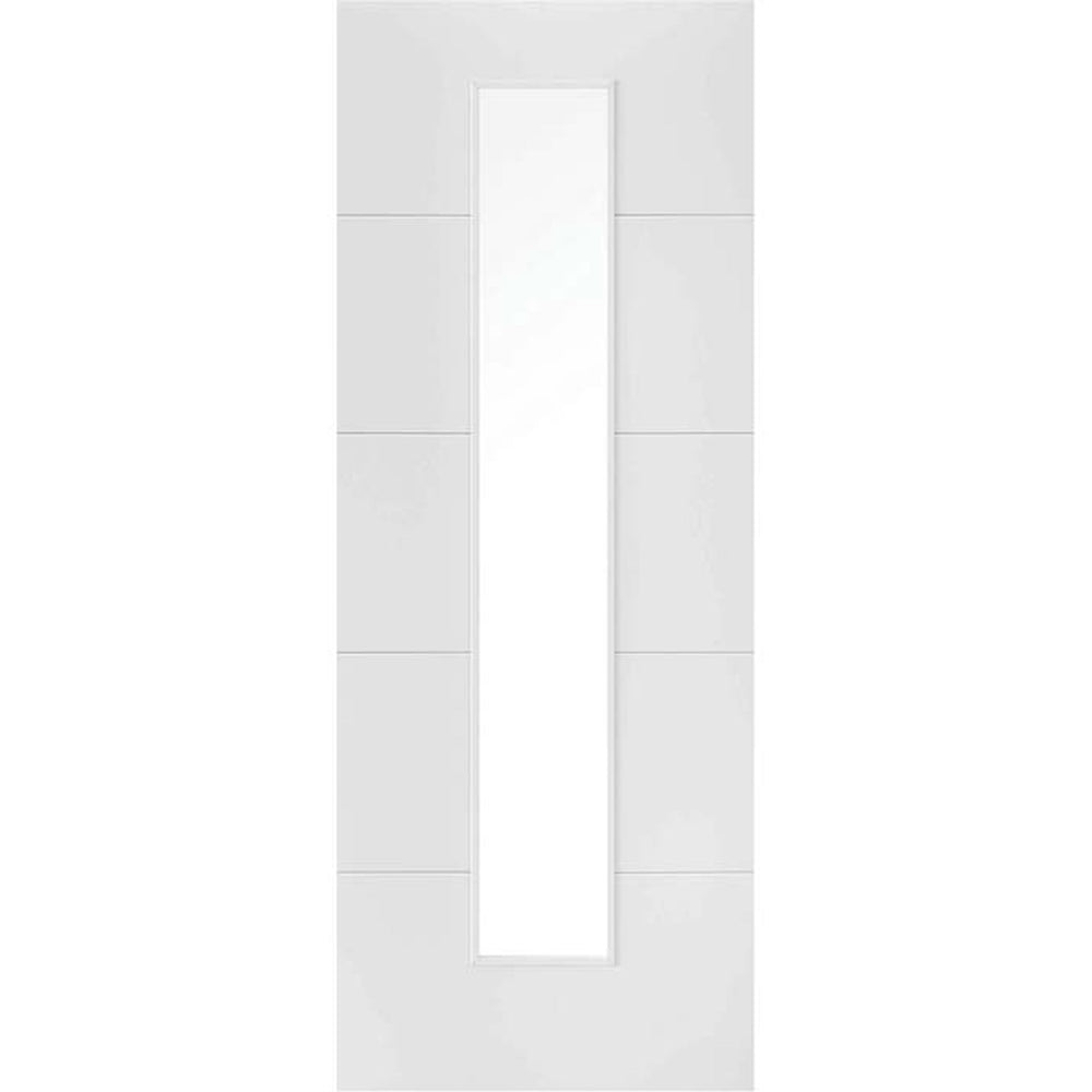 Product Santandor white primed glazed internal door with single glass panel