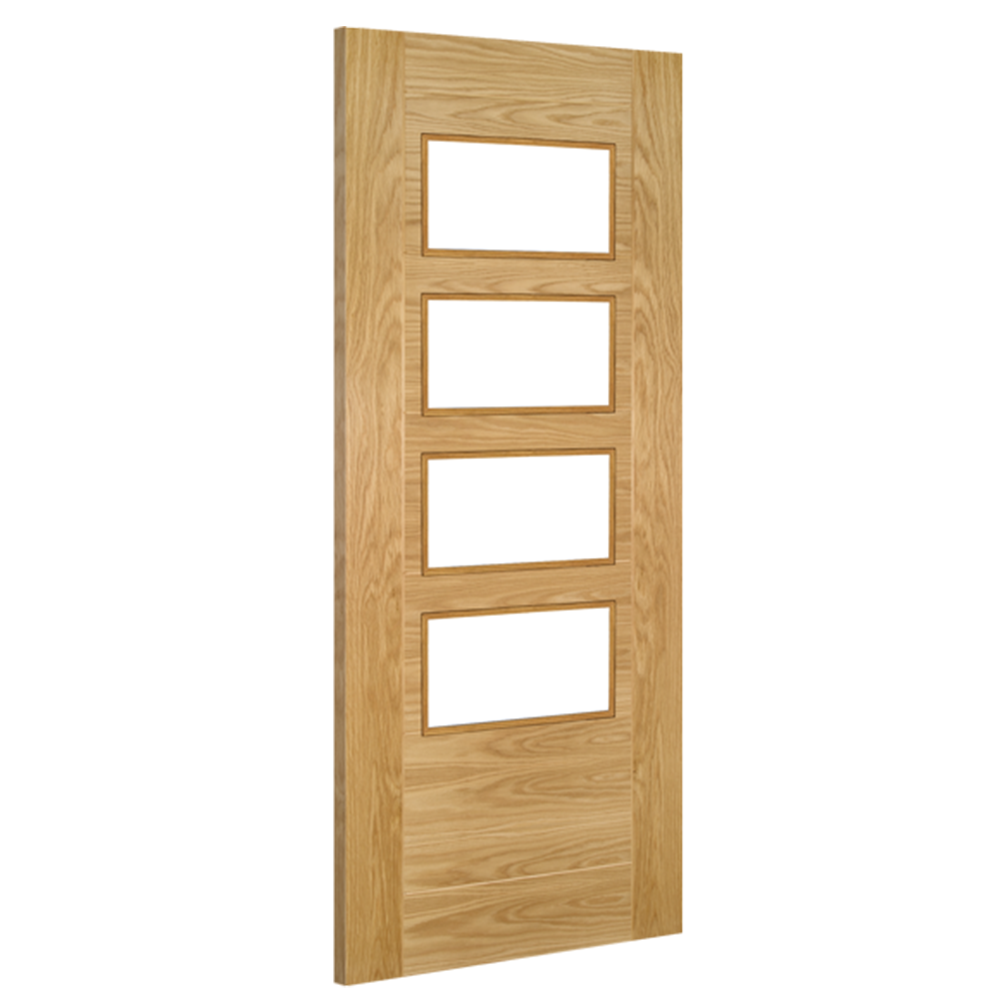 Seville Clear Glazed 4P (Straight) Prefinished Oak Door