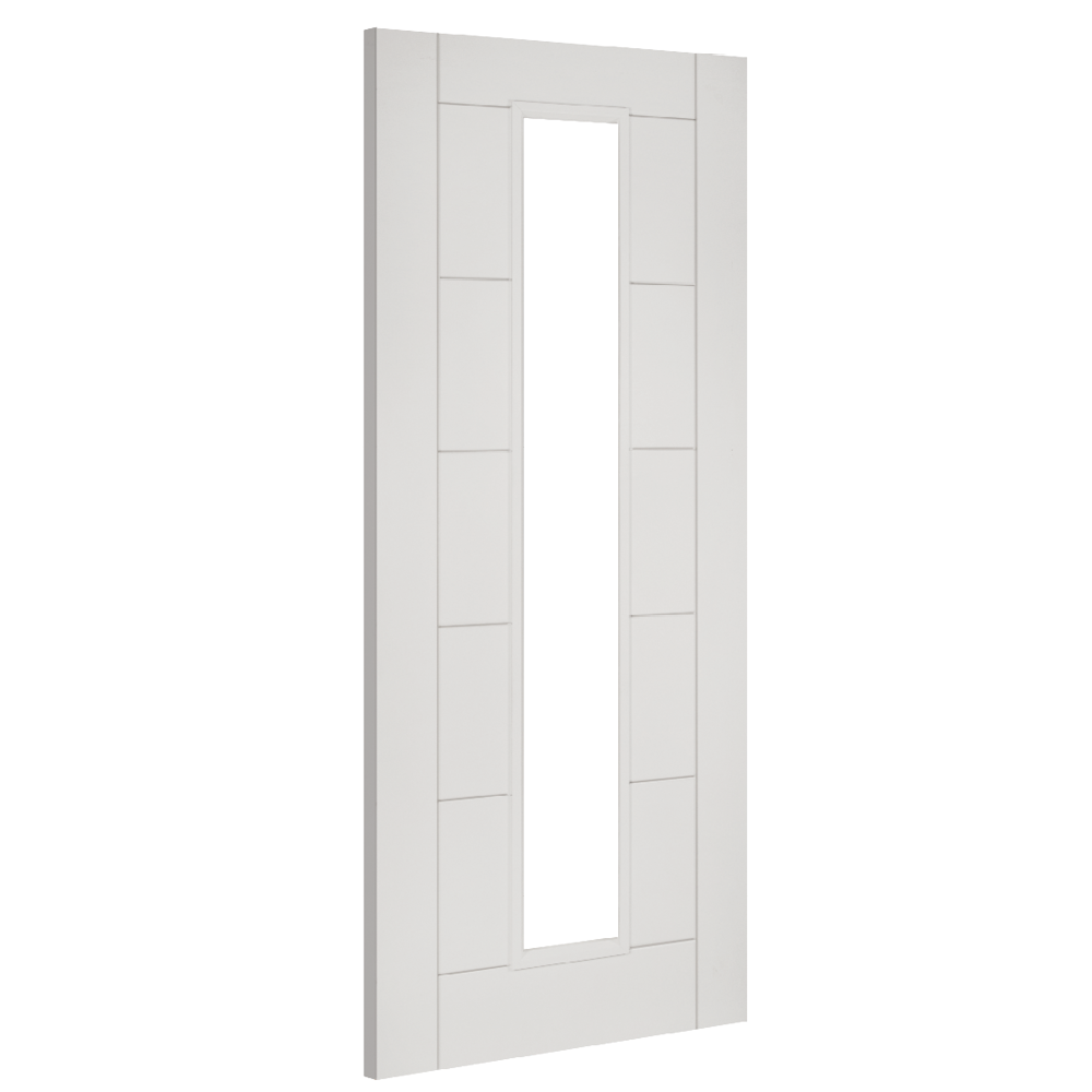 Seville White Primed Internal Glazed Door - Angled Product Image