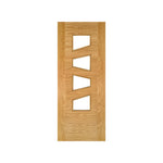 Seville Clear Glazed 4PS (Slanted) Prefinished Oak Door - Main Product Image