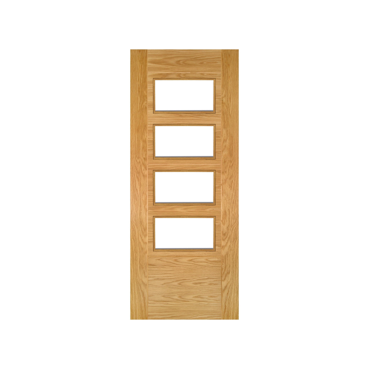 Seville Clear Glazed 4P (Straight) Prefinished Oak Door - Main Product Image