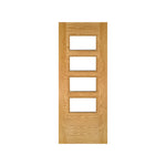 Seville Clear Glazed 4P (Straight) Prefinished Oak Door - Main Product Image