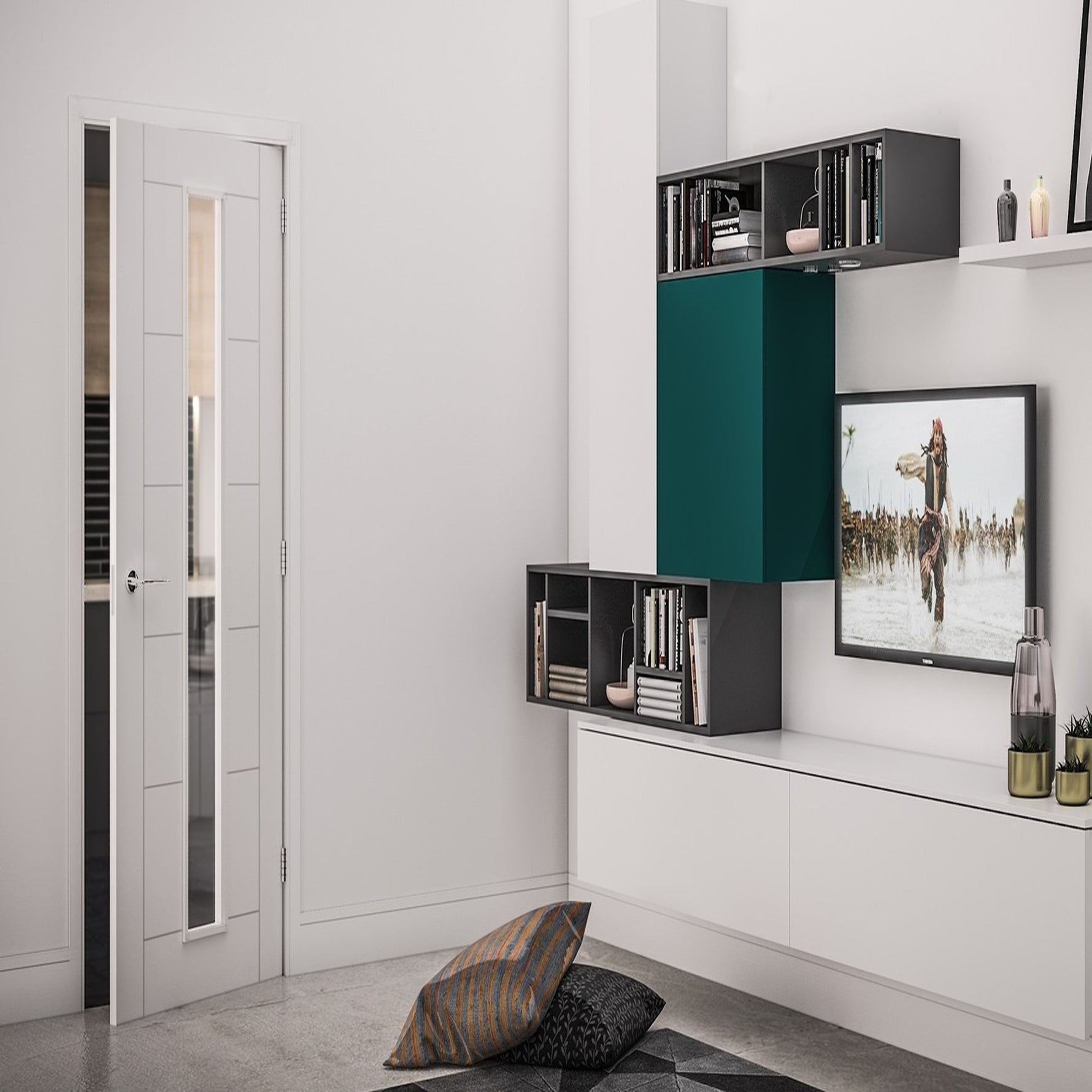 Seville Internal White Primed Glazed Door - Lifestyle Image 1