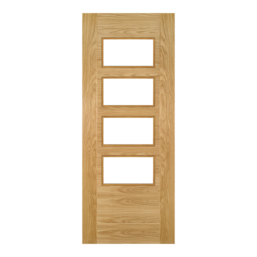 Seville Clear Glazed 4P (Straight) Prefinished Oak Door