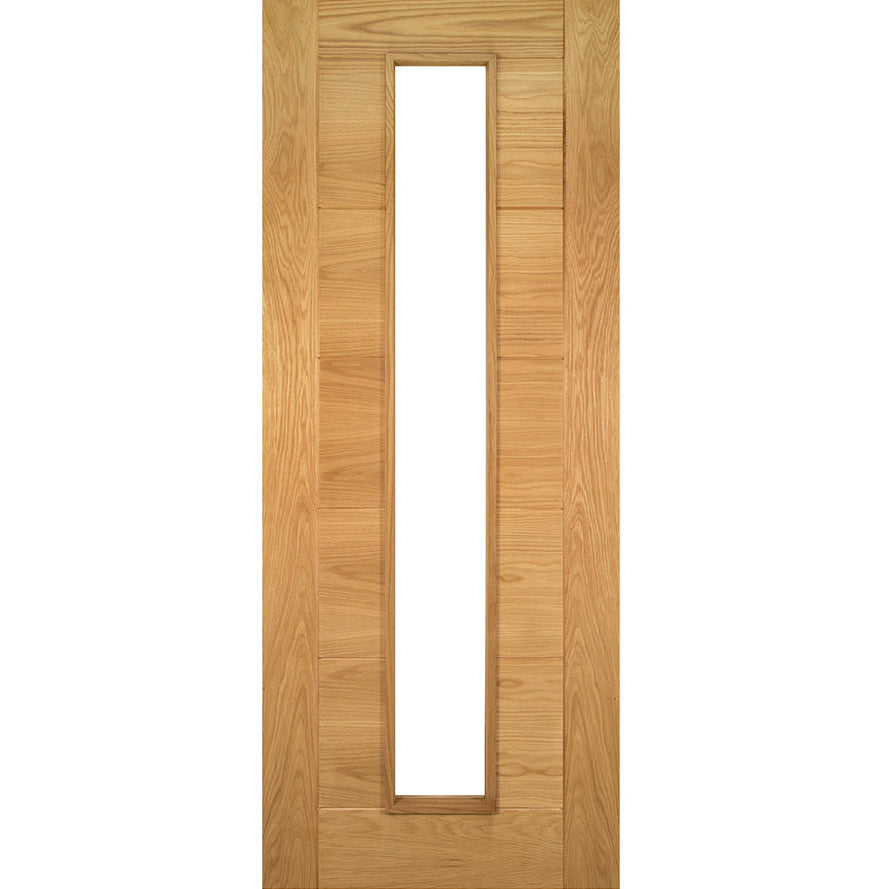 Product Seville oak clear glazed internal door, front view