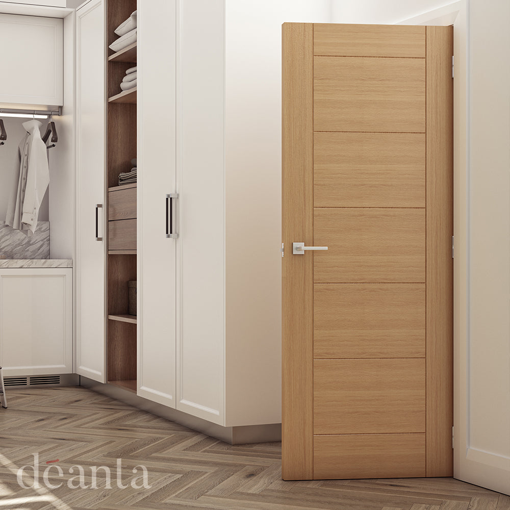 Lifestyle Seville prefinished oak internal door in a modern room