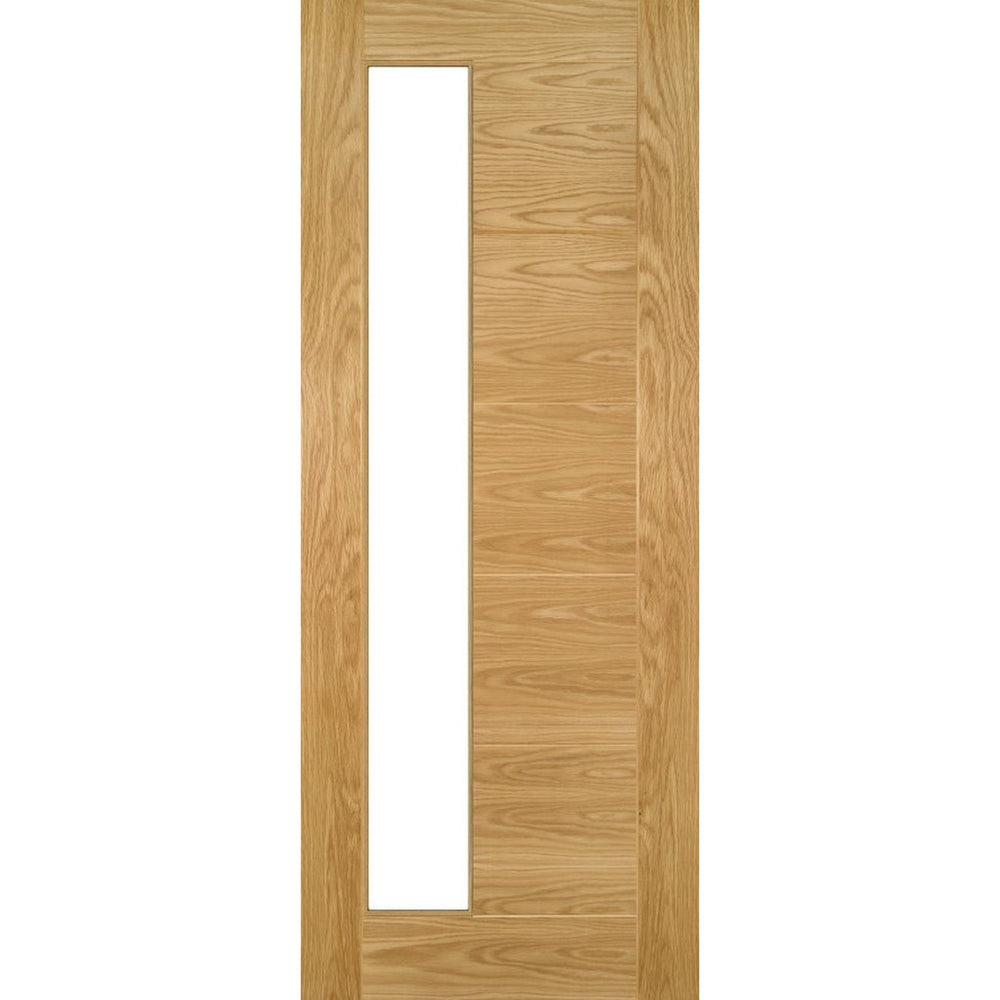 Product Seville prefinished oak 1SL glazed internal door with side light