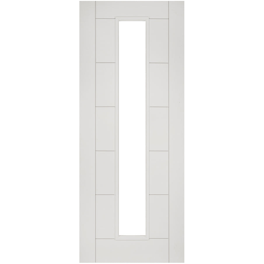 Product white primed Seville clear glazed internal door with four glass panels