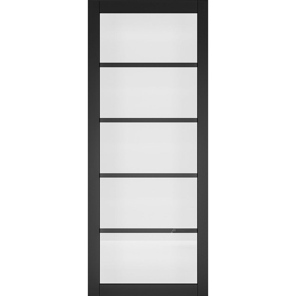 Product Shoreditch black clear glazed internal door on white background