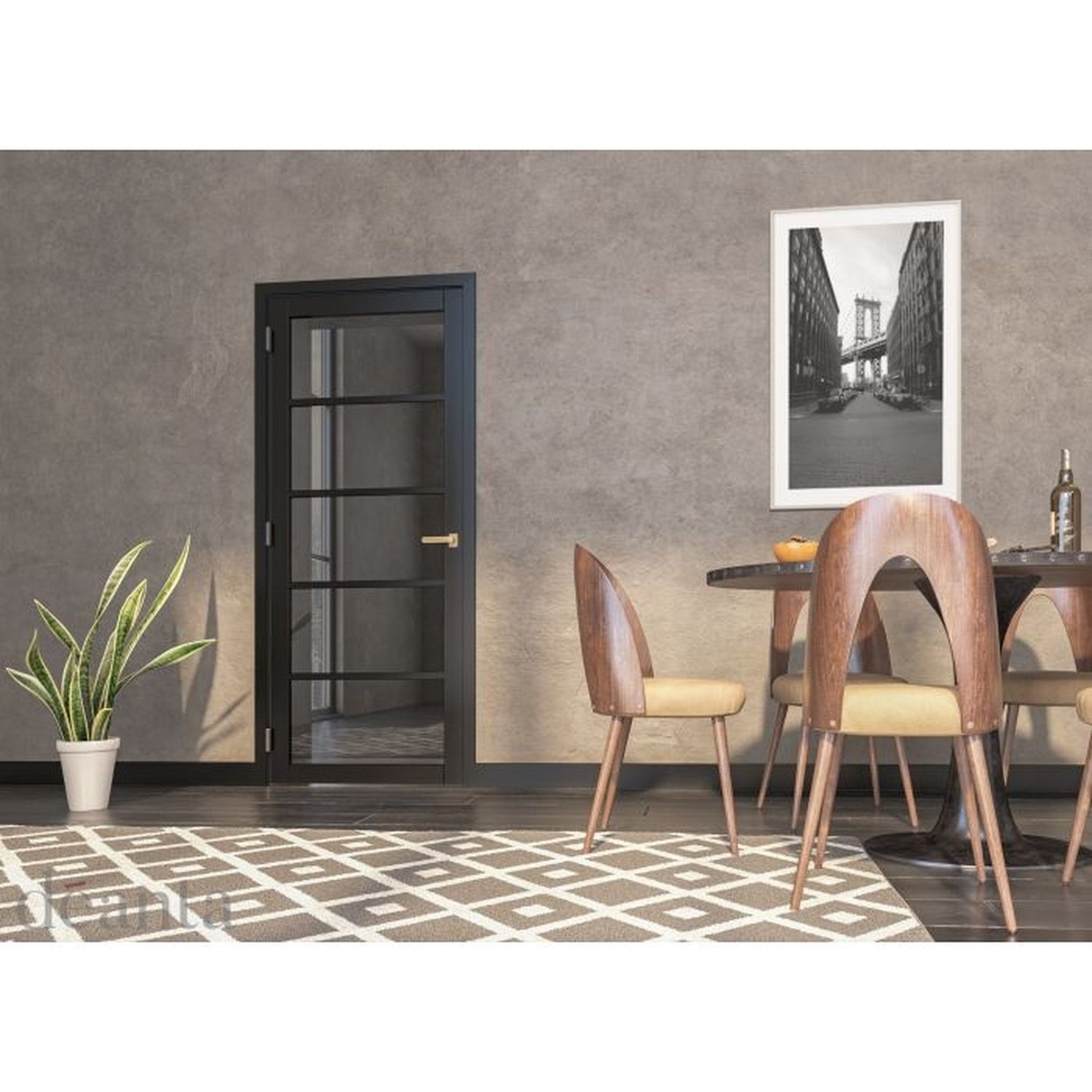 Shoreditch Black Prefinished Tinted Glazed Internal Door - Lifestyle Image 1