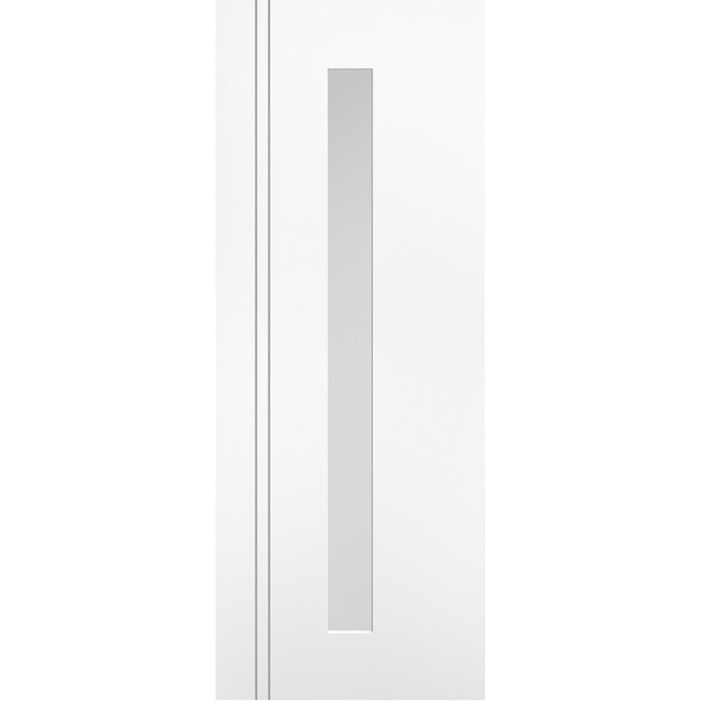 Product Sierra Blanco long-light white prefinished internal door with single narrow glass panel