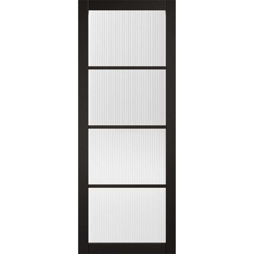 Product Soho black prefinished reeded glazed internal door