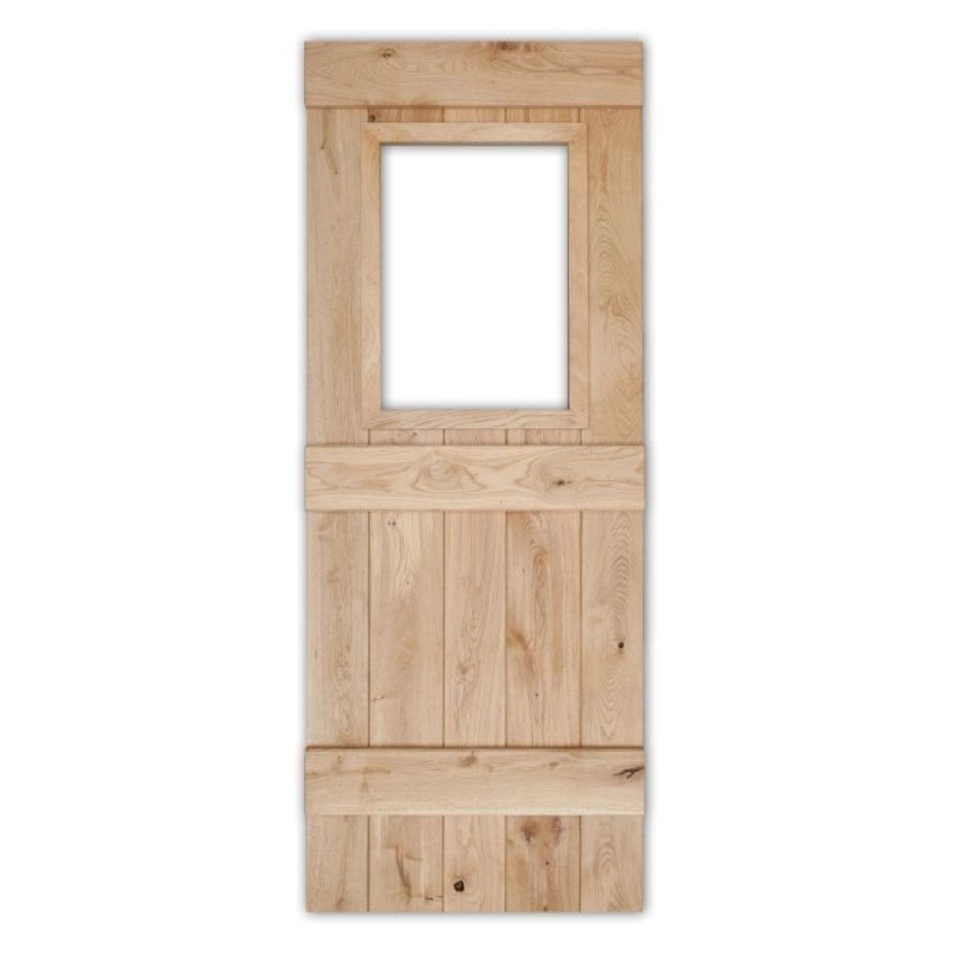 Solid Oak 3 Ledge Glazed Rustic V Groove Cottage Door