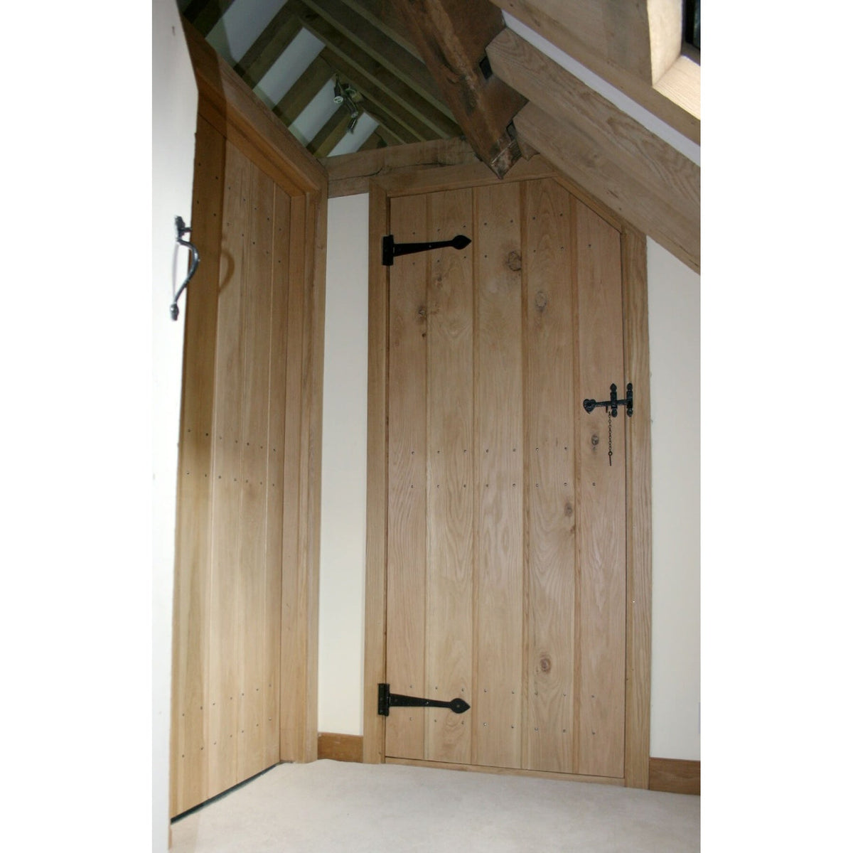 Solid Oak Ledge and Braced Rustic V Groove Door - Lifestyle Image 1