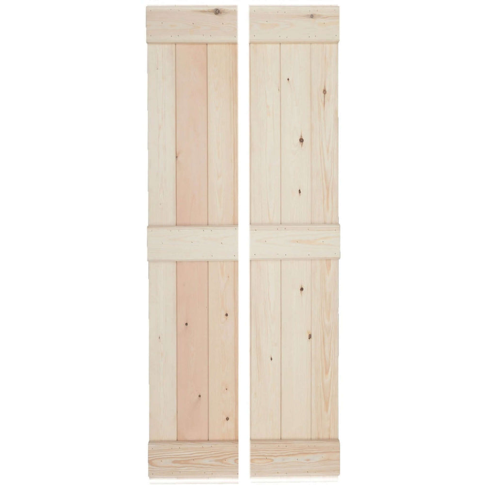 Product solid pine three ledge bifold V groove internal door pair