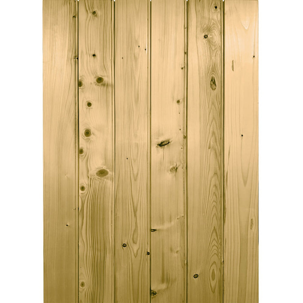 Product solid pine barn door close-up with vertical planked wood grain