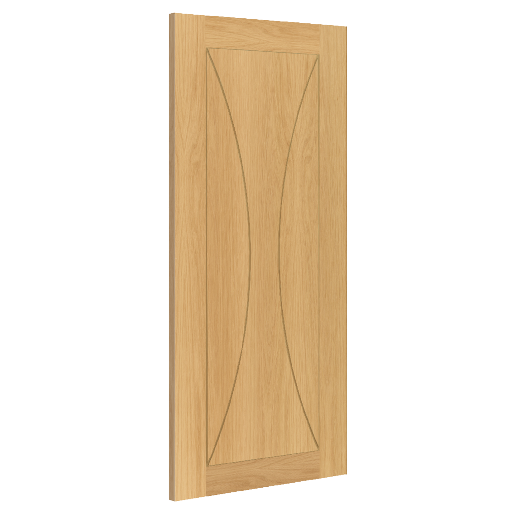 Product Sorrento oak internal door with horizontal grooves, angled view