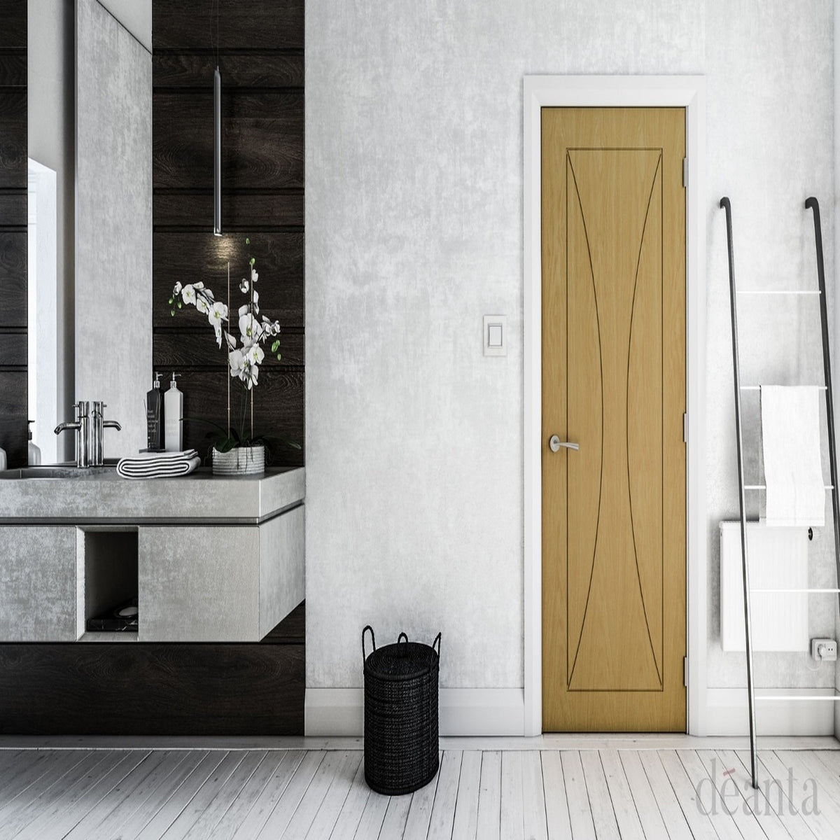 Sorrento Prefinished Oak Fire Door - Lifestyle Image 1