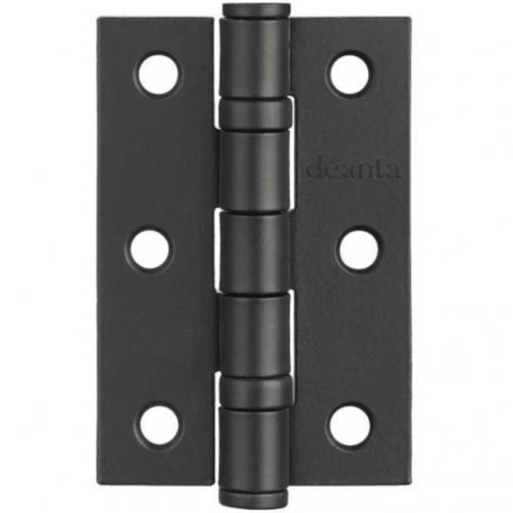 Product black square hinge pair with countersunk screw holes