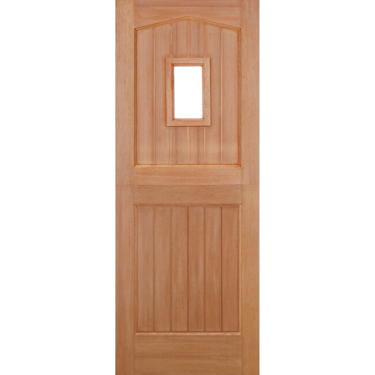 Product Hardwood stable door with an arched top and a single unglazed light