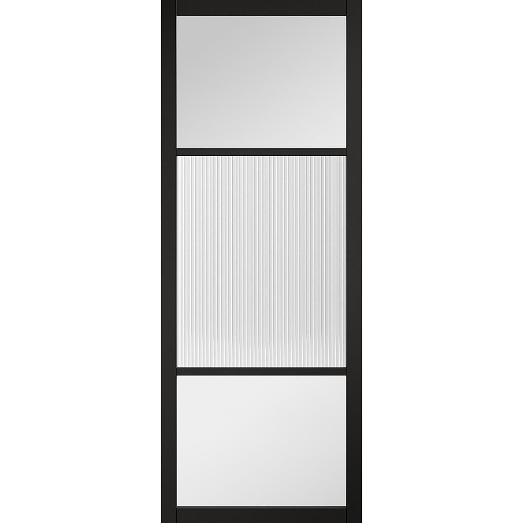 Sutton Black Prefinished Reeded Glazed Door - Main Product Image