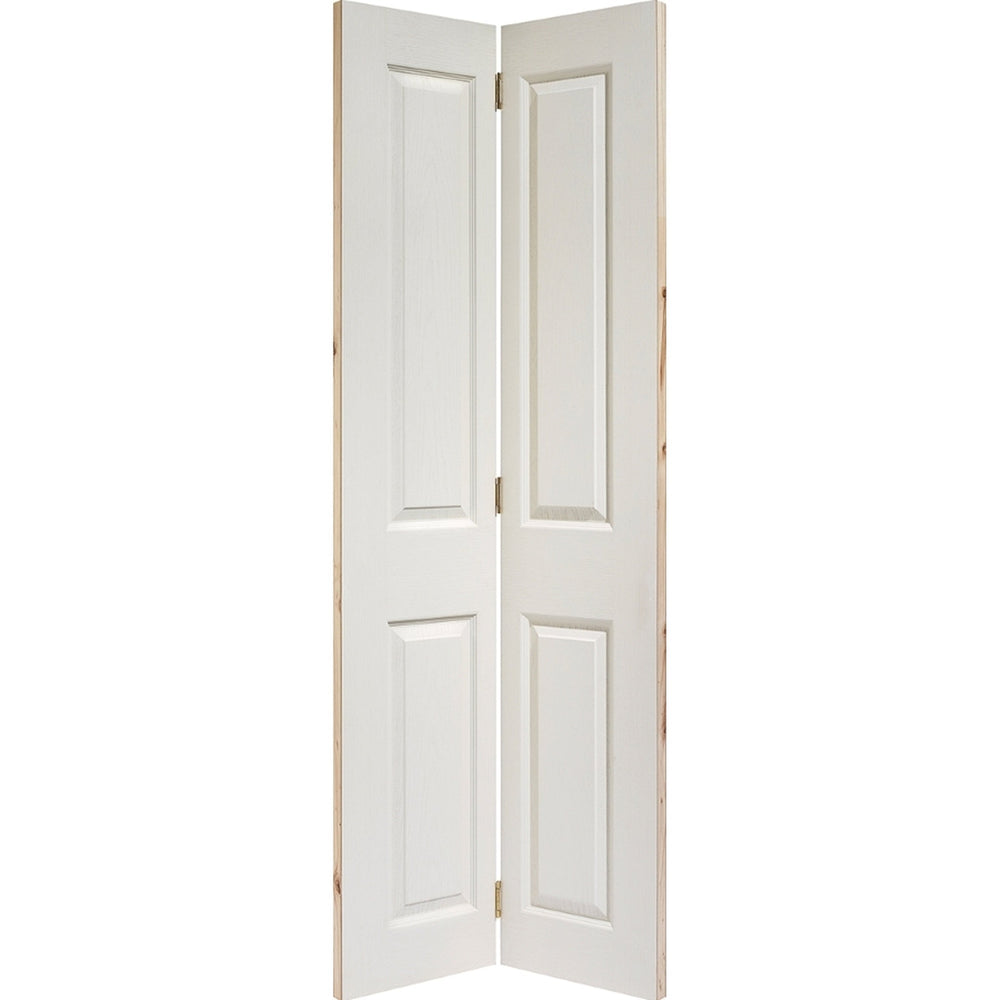 Product textured 4 panel white bifold door