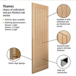 Graphic unfinished oak veneered Thames internal door specification information panel