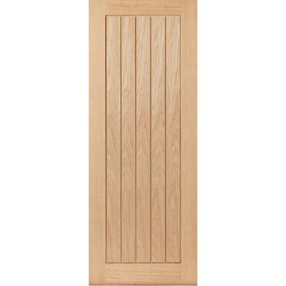 Product unfinished oak veneered Thames internal door with three vertical panels