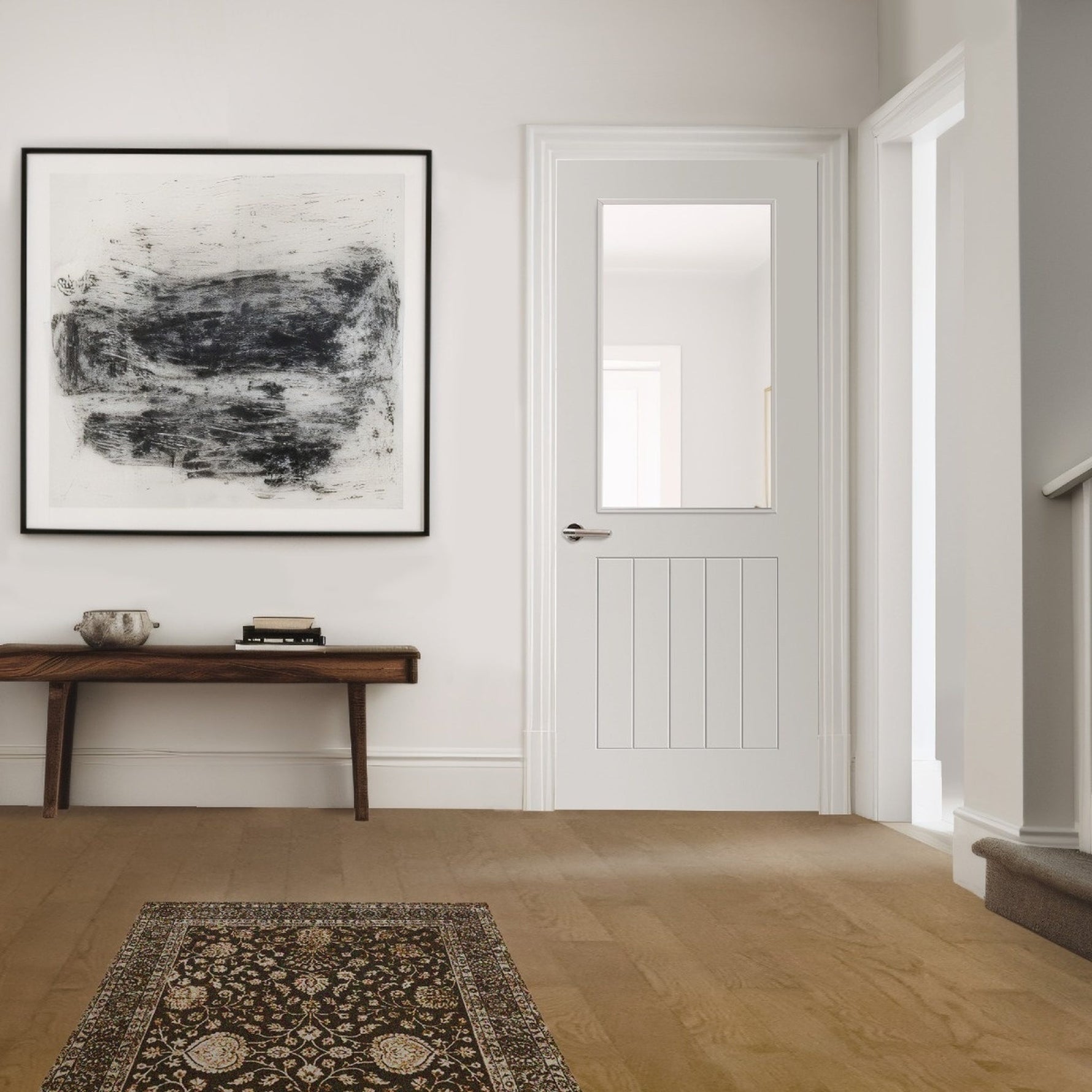 Thames White Primed Half Light Glazed Internal Door - Lifestyle Image 1